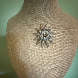 Vintage Silver Starburst Brooch